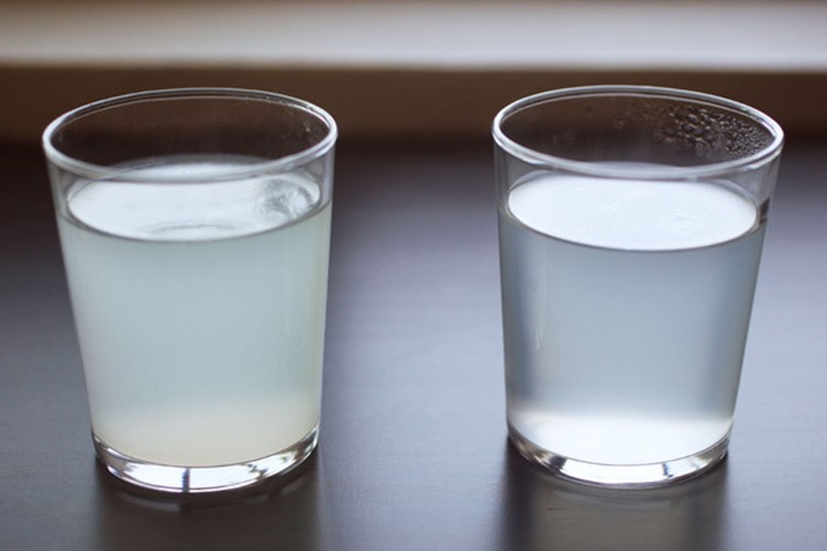 Cloudy water in a glass